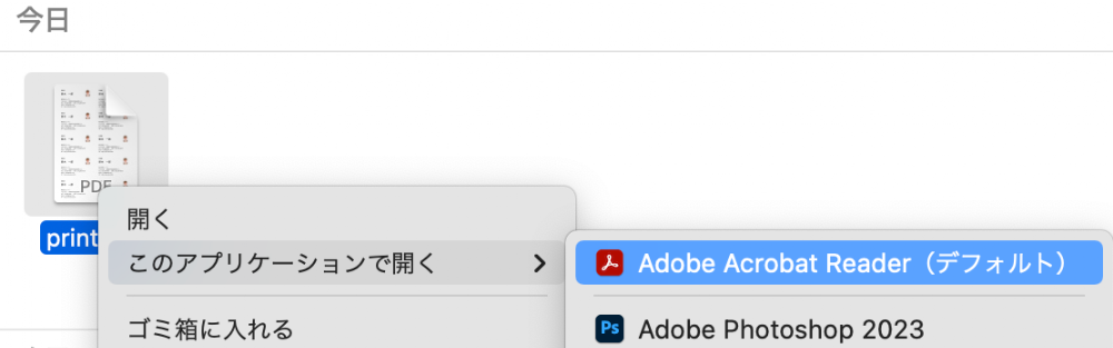 Adobe Acrobat Readerを選択