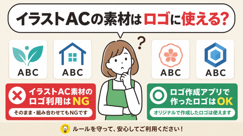 イラストACの素材はロゴに使える？商用利用との違いと注意点を解説