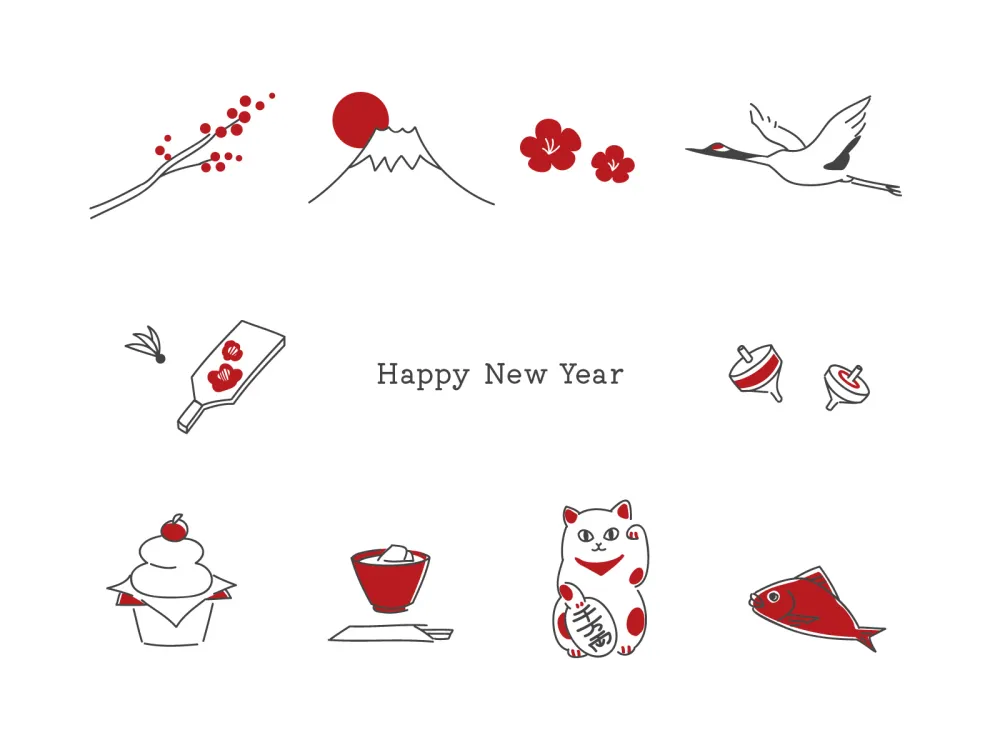 お正月のかわいいフリーイラスト