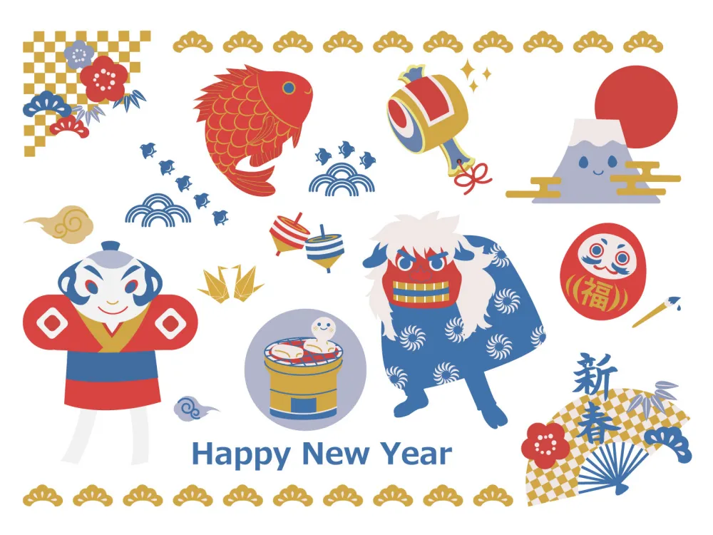お正月のかわいいフリーイラスト